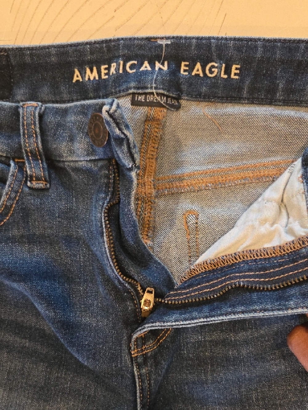 American Eagle Outfitters Dark Blue Ripped Skinny Jeans - Picture 3 of 5